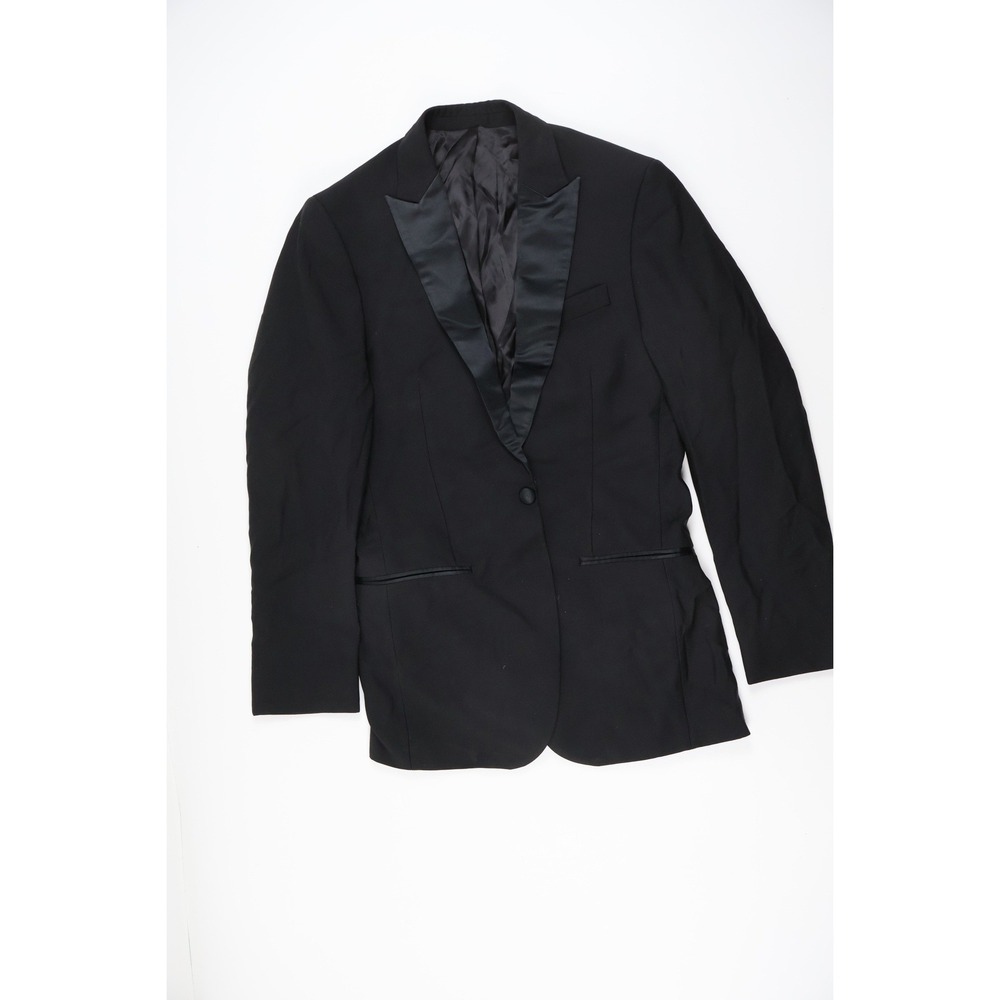 The Black Tux Tuxedo Jacket Peak Lapel Black Solid 38 Wool Tollegno 1900